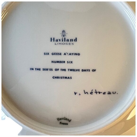 1975 Haviland Limoges 12 Day Of Christmas Plate Six Geese A Laying 6th In Series - Picture 5 of 6
